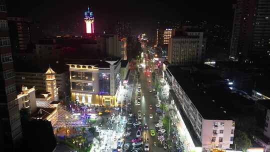 河南新乡城市夜景交通航拍视频素材模板下载
