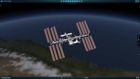国际空间站在轨道上的动画