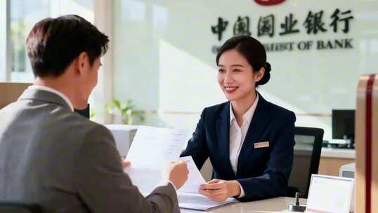 银行职员与客户业务办理场景