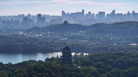 杭州日出 雷锋塔 杭州航拍 西湖