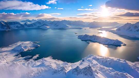 雪山湖泊全景风光