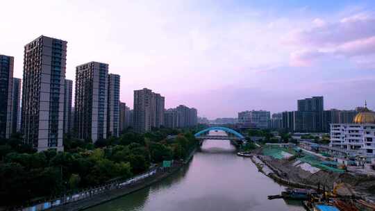 航拍杭州京杭大运河视频