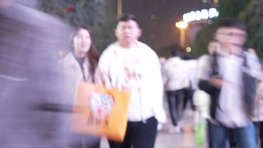 重庆观音桥步行街夜景视频素材模板下载