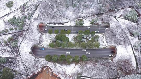 武汉团山隧道雪景航拍