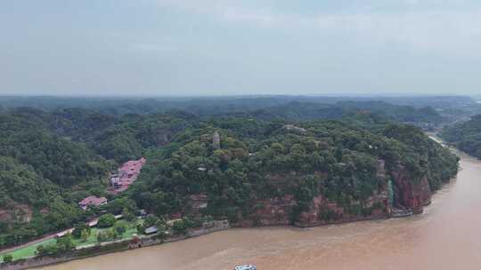 四川乐山大佛5A景区航拍