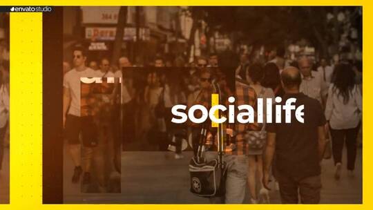 干净新潮标题字幕条图像过渡片场AE模板