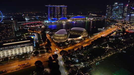 航拍城市的夜景