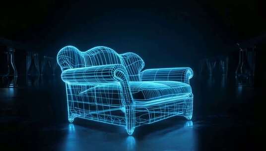 3D线框风格沙发展示