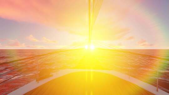 4K航海帆船乘风破浪向着太阳出发