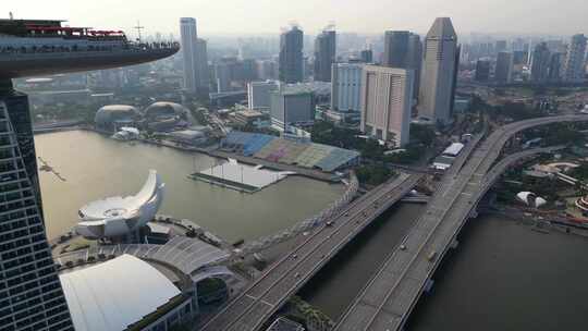 新加坡市中心滨海湾花园金沙酒店视频素材模板下载