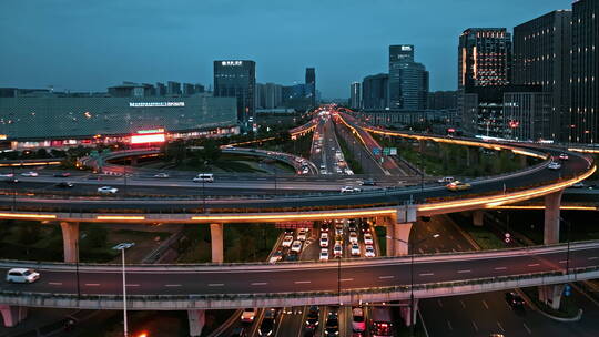 城市道路立交桥交通路网夜景视频素材模板下载
