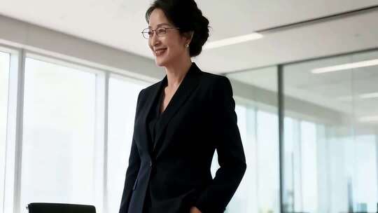 办公室内职业女性微笑站立