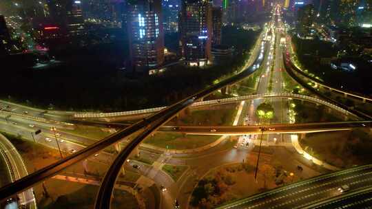 杭州滨江区江南大道立交桥高架桥夜晚夜景