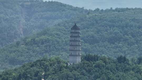 航拍宜川县 塔 文峰塔