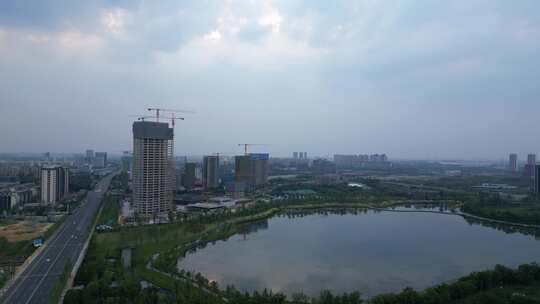 成都天府之眼怡心湖夜景蔚蓝卡地亚航拍