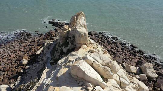 福建莆田湄洲岛海岸线风光航拍