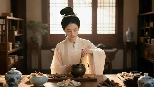 古代女子制药场景