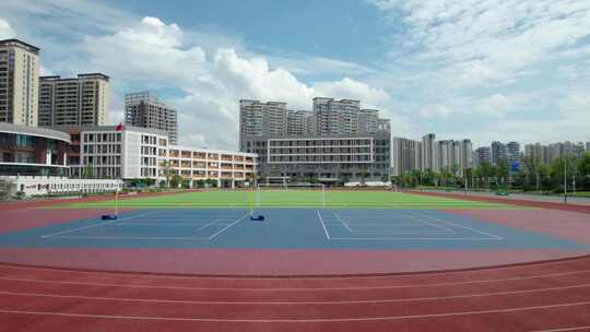 湖南衡阳市高新成章实验学校校园足球场航拍