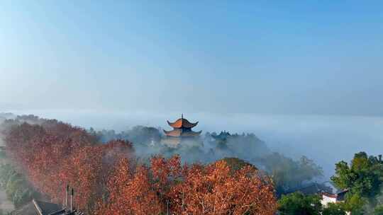 岳阳古建筑秋日晨景