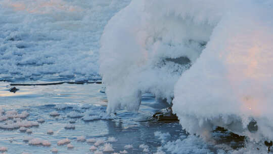 冬天河流结冰