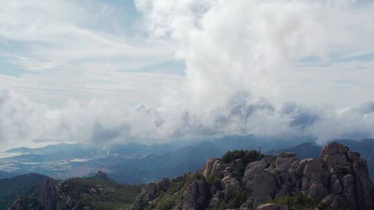 航拍青岛崂山巨峰海上名山