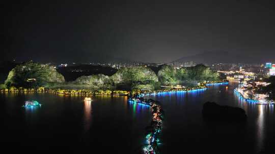 广东肇庆七星山夜景灯光航拍