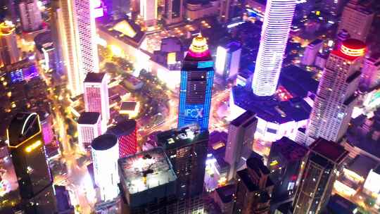 航拍南京新街口高楼夜景延时摄影视频素材模板下载