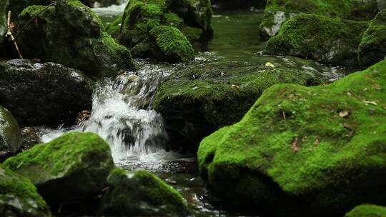 绿石青苔小溪流水