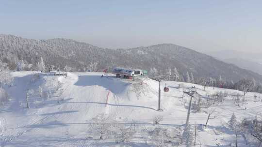 航拍吉林省吉林市北大湖滑雪场冬季风光