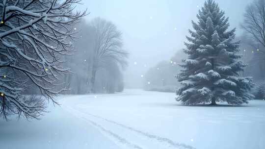 冬天下雪风景4k舞台粒子活动背景