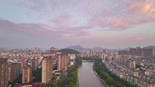 余姚城市航拍 大场景 余姚日出 生活区