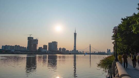 广州城市都市圈一线建筑标志延时风景 (1)