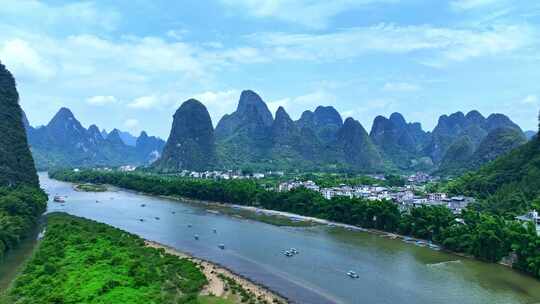 桂林山水20元人民币景区航拍素材