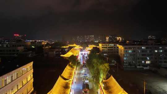 甘肃张掖明清街夜景航拍