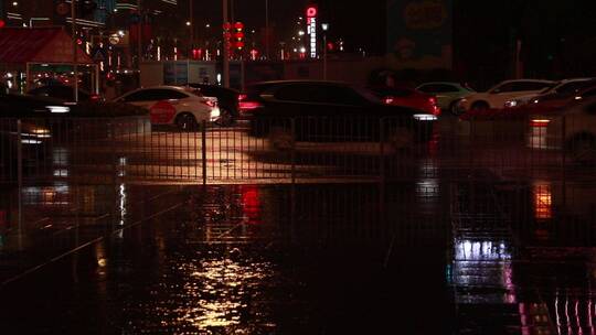 雨天的城市夜晚视频素材模板下载