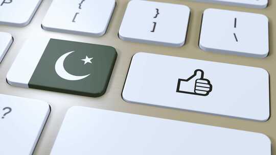 巴基斯坦国旗和是或竖起大拇指按钮3D动画