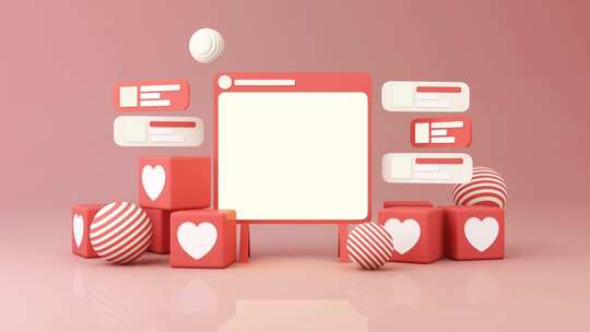 情人节爱心盒子鱼白色空白版3d渲染视频素材模板下载