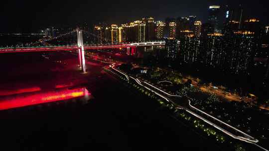 航拍重庆鹅公岩大桥夜景交通车流视频素材模板下载