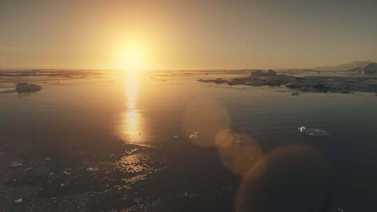 日落南极洲无人机飞行
