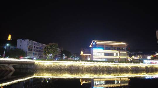 郴州裕后街郴江河面两岸建筑街景灯光夜景