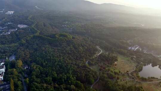 航拍秋色南京日出中山陵景区风光