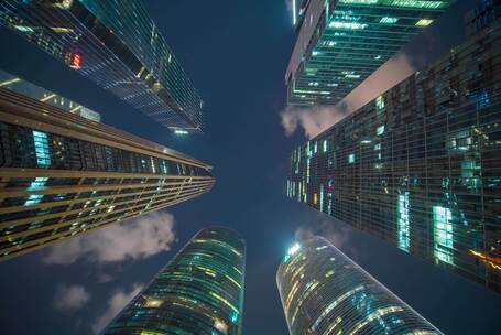 广州珠江新城CBD高楼大厦夜景8K