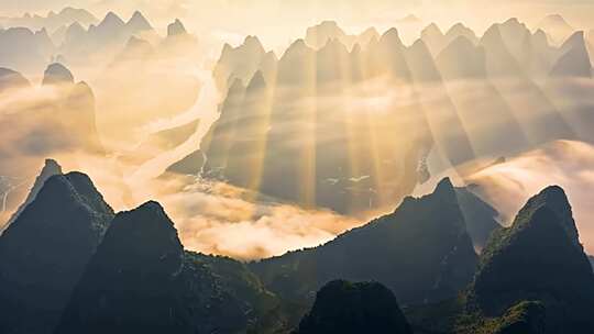 中国风桂林云海日出天空风景