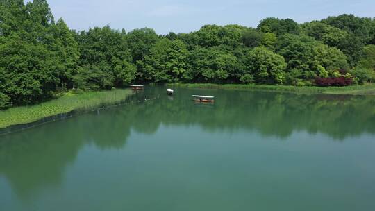 航拍杭州西湖浴鹄湾，乌龟潭景色