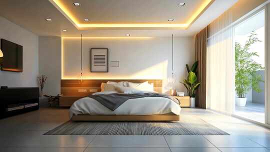 现代简约风格卧室室内场景