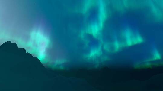 冬季夜晚雪山上的北极光