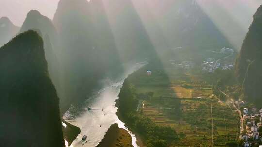 桂林自然山水日落