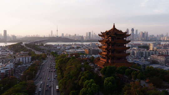 武汉黄鹤楼城市全景俯瞰