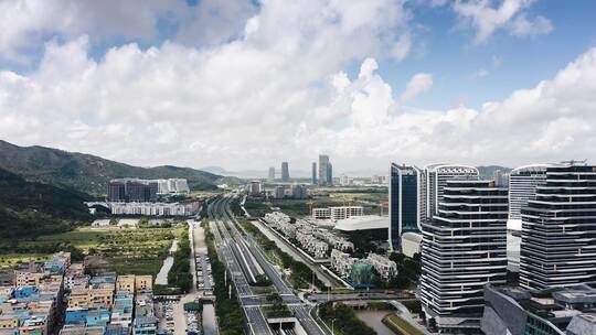 珠海横琴岛城市CBD建筑航拍