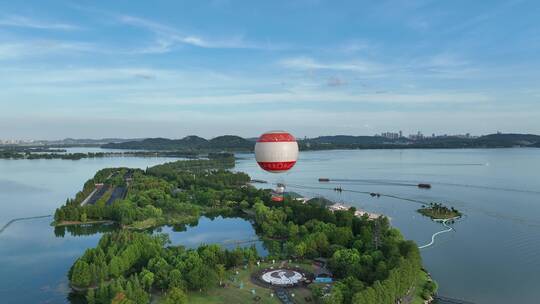 航拍武汉东湖风景区视频素材模板下载